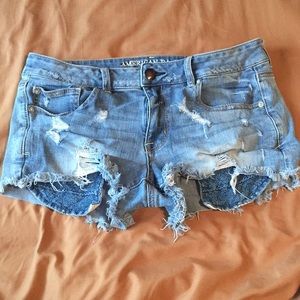 distressed jean shorts